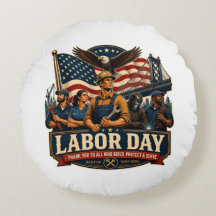 Vintage Patriotic Labour Day Eagle Workers Design