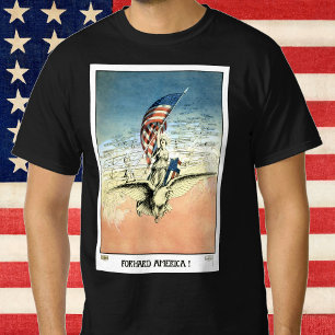 Vintage Patriotic, Lady, Eagle with American Flag T-Shirt