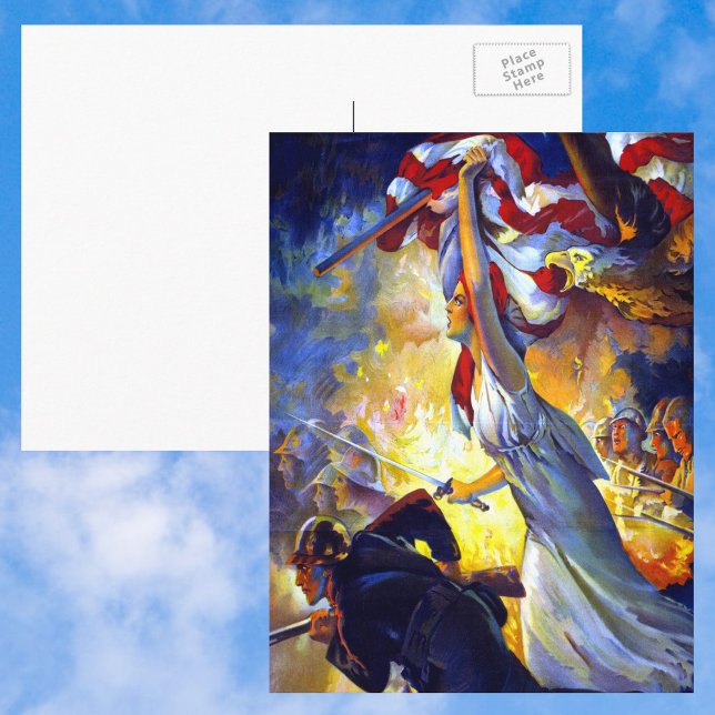 Vintage Patriotic Lady Liberty American Flag Eagle Postcard (Creator Uploaded)