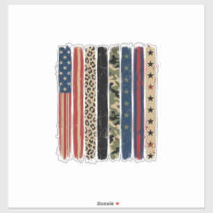 Vintage Patriotic Leopard Camo Stripe Shirt Design