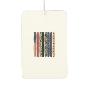 Vintage Patriotic Leopard Camo Stripe Shirt Design Car Air Freshener