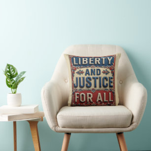 Vintage Patriotic Liberty and Justice For All Cushion