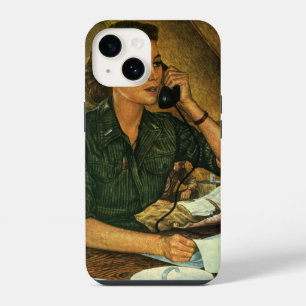 Vintage Patriotic, Medical Nurse on Phone iPhone 14 Case