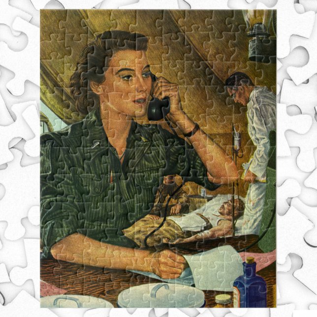 Vintage Patriotic, Medical Nurse on Phone Jigsaw Puzzle (Creator Uploaded)