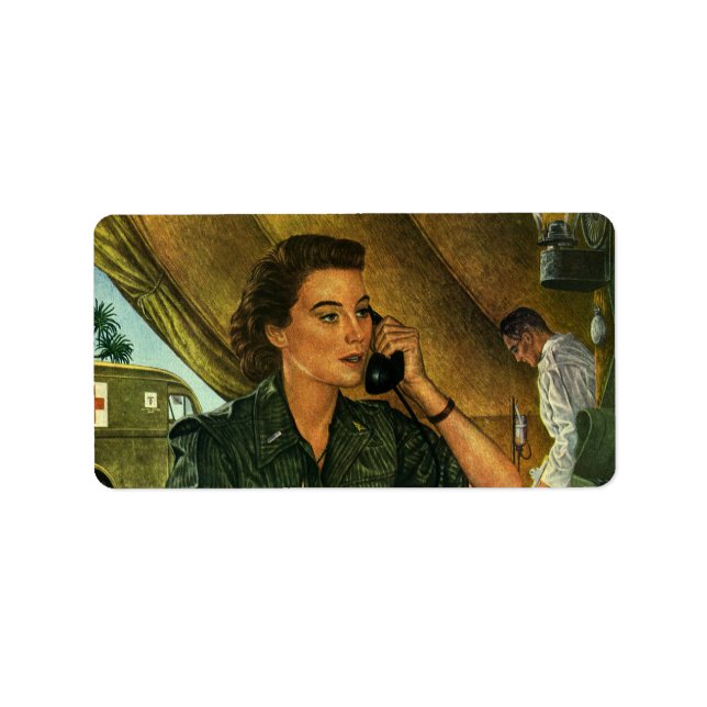 Vintage Patriotic, Medical Nurse on Phone Label (Front)