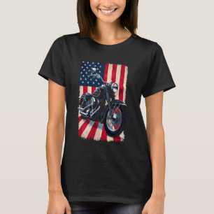Vintage Patriotic Motorcycle - USA Flag Retro Bike T-Shirt