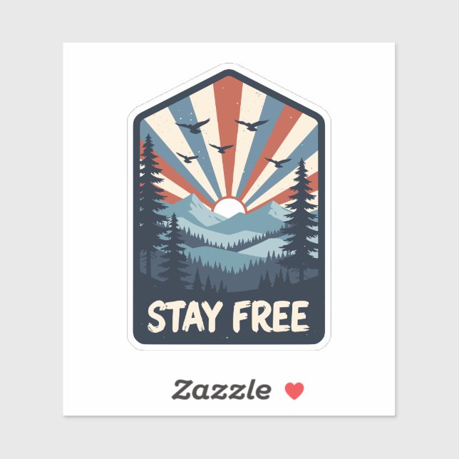 Vintage Patriotic Mountain Sunset Stay Free USA (Sheet)