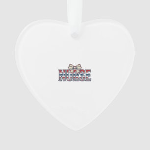 Vintage Patriotic Nurse Bow Shirt Design_1 Ornament