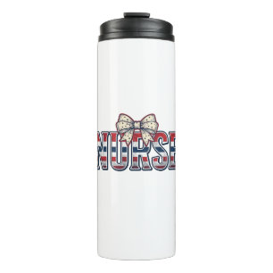 Vintage Patriotic Nurse Bow Shirt Design_1 Thermal Tumbler