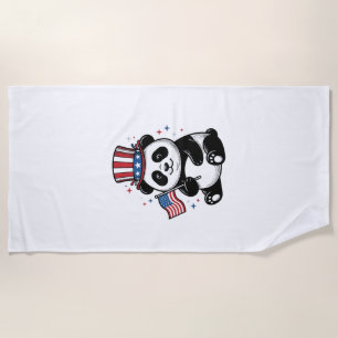 Vintage Patriotic Panda Flag Shirt Design_1 Beach Towel
