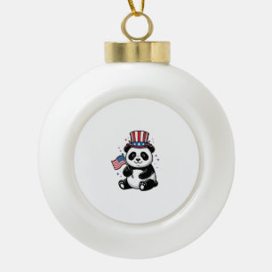 Vintage Patriotic Panda Flag Shirt Design_1 Ceramic Ball Christmas Ornament
