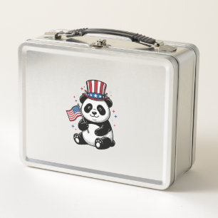 Vintage Patriotic Panda Flag Shirt Design_1 Metal Lunch Box
