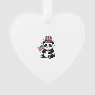 Vintage Patriotic Panda Flag Shirt Design_1 Ornament