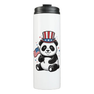 Vintage Patriotic Panda Flag Shirt Design_1 Thermal Tumbler