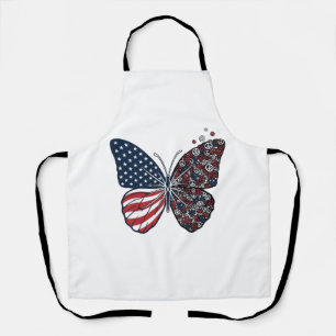Vintage Patriotic Peace Butterfly Vector Art_1 Apron
