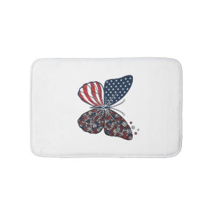 Vintage Patriotic Peace Butterfly Vector Art_1 Bath Mat