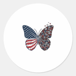 Vintage Patriotic Peace Butterfly Vector Art_1 Classic Round Sticker