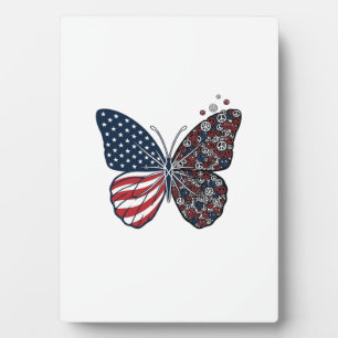 Vintage Patriotic Peace Butterfly Vector Art_1 Plaque