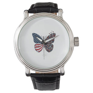 Vintage Patriotic Peace Butterfly Vector Art_1 Watch
