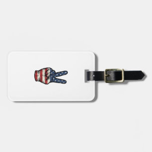 Vintage Patriotic Peace Hand Vector Shirt Design_1 Luggage Tag