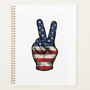 Vintage Patriotic Peace Hand Vector Shirt Design_1 Planner