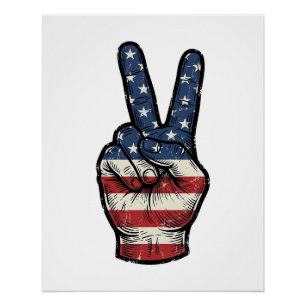 Vintage Patriotic Peace Hand Vector Shirt Design_1 Poster
