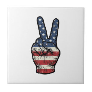Vintage Patriotic Peace Hand Vector Shirt Design_1 Tile