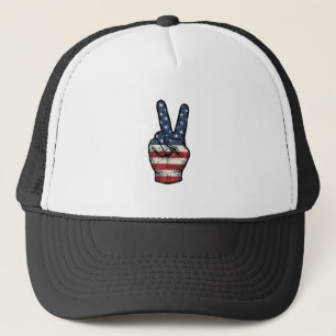 Vintage Patriotic Peace Hand Vector Shirt Design_1 Trucker Hat