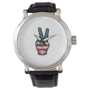 Vintage Patriotic Peace Hand Vector Shirt Design_1 Watch