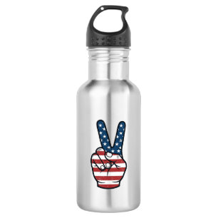 Vintage Patriotic Peace Sign Hand Vector Design_1 532 Ml Water Bottle