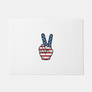 Vintage Patriotic Peace Sign Hand Vector Design_1 Doormat
