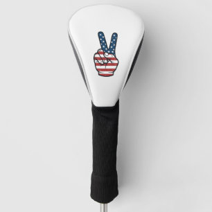 Vintage Patriotic Peace Sign Hand Vector Design_1 Golf Head Cover