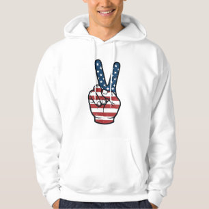 Vintage Patriotic Peace Sign Hand Vector Design_1 Hoodie