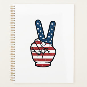 Vintage Patriotic Peace Sign Hand Vector Design_1 Planner