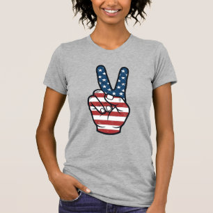 Vintage Patriotic Peace Sign Hand Vector Design_1 T-Shirt