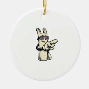 Vintage Patriotic Pointing Hand Cartoon Shirt_1 Ceramic Tree Decoration