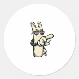 Vintage Patriotic Pointing Hand Cartoon Shirt_1 Classic Round Sticker