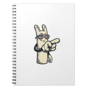 Vintage Patriotic Pointing Hand Cartoon Shirt_1 Notebook