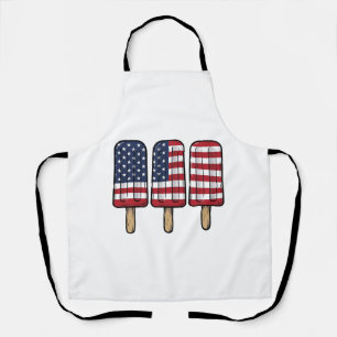 Vintage Patriotic Popsicle Flag Shirt Design_1 Apron
