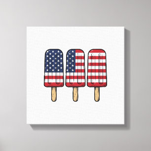 Vintage Patriotic Popsicle Flag Shirt Design_1 Canvas Print