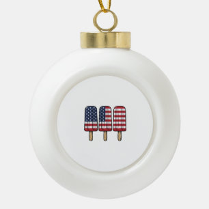 Vintage Patriotic Popsicle Flag Shirt Design_1 Ceramic Ball Christmas Ornament