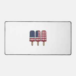 Vintage Patriotic Popsicle Flag Shirt Design_1 Desk Mat