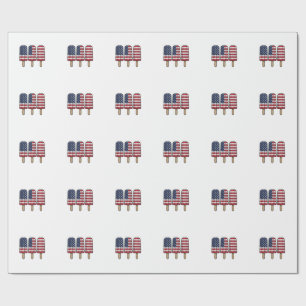 Vintage Patriotic Popsicle Flag Shirt Design_1 Wrapping Paper