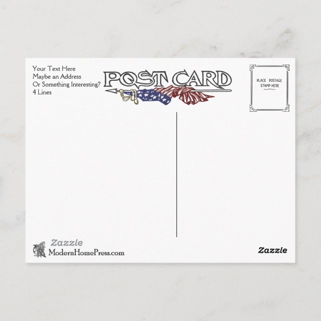 Vintage Patriotic Postcard Back - Customisable (Back)