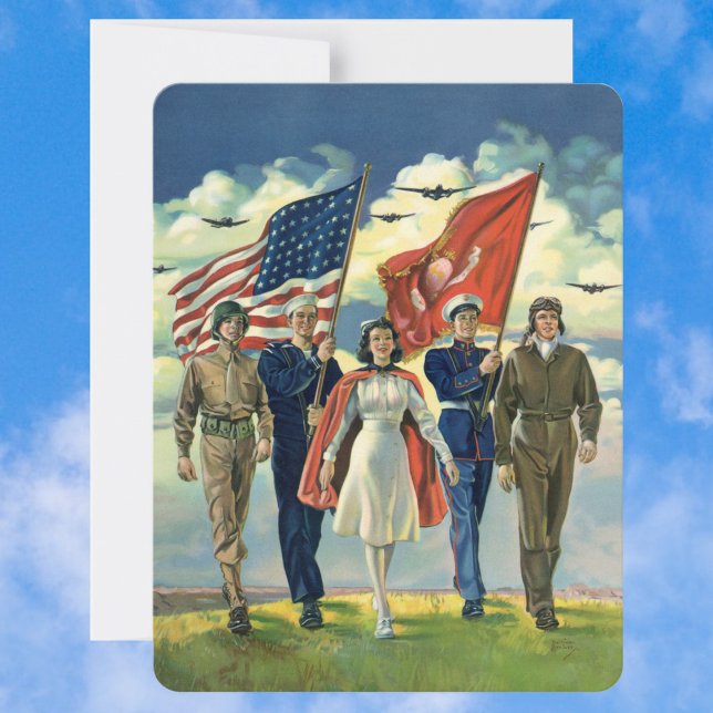 Vintage Patriotic, Proud Military Heros Invitation (Creator Uploaded)