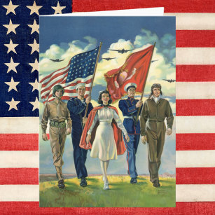 Vintage Patriotic, Proud Military Personnel Heros Card