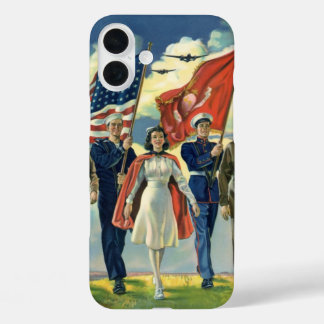 Vintage Patriotic, Proud Military Personnel Heros iPhone 16 Plus Case