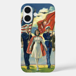 Vintage Patriotic, Proud Military Personnel Heros iPhone 16 Case