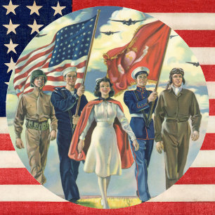 Vintage Patriotic, Proud Military Personnel Heros Classic Round Sticker