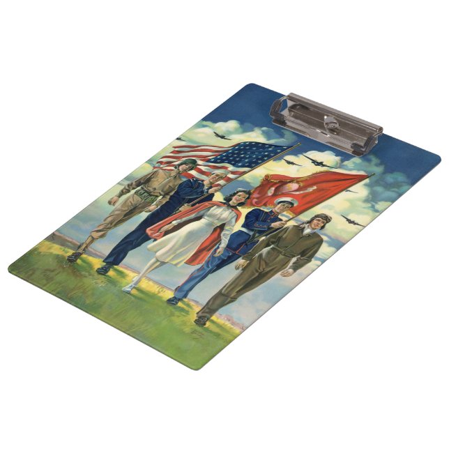 Vintage Patriotic, Proud Military Personnel Heros Clipboard (Angled)